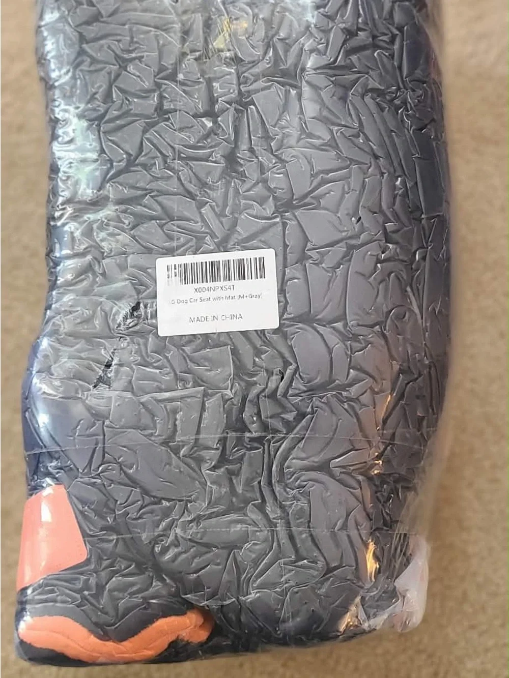 Quilted Pet Car Seat Booster - Gray with Tan Trim